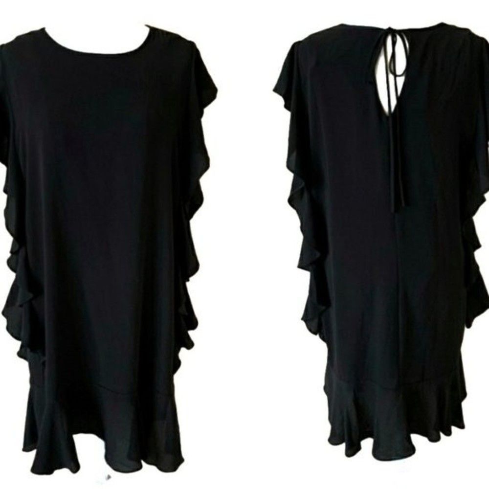 Bobeau black chiffon ruffle dress size XS